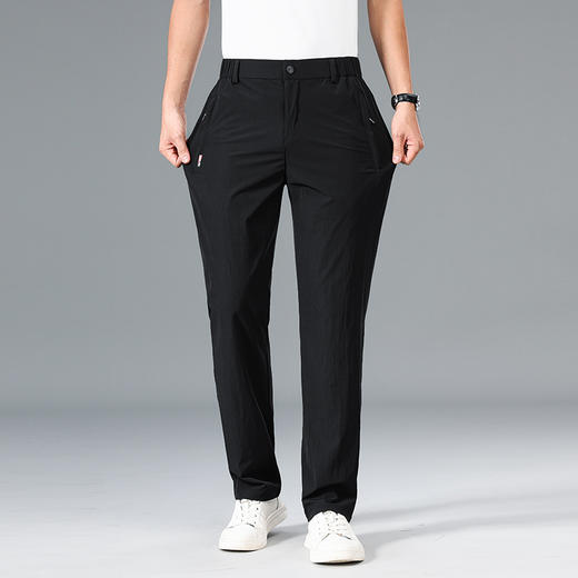 【Q】【冰丝高弹】【新款DWN】大依优型大码半松紧腰冰丝裤休闲裤加肥加大休闲裤大号裤子长裤夏季宽松胖子男装 商品图1