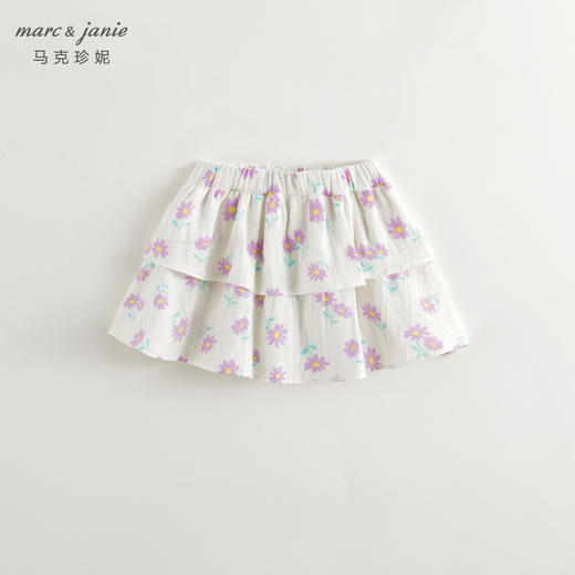 马克珍妮2024年夏装新款女童纯棉雏菊满印蛋糕半裙240633 商品图1