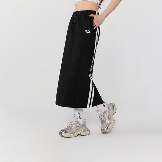 YKYB黄子韬新款2025休闲半身裙棉女logo刺绣宽松慵懒感运动风长裙 商品图0