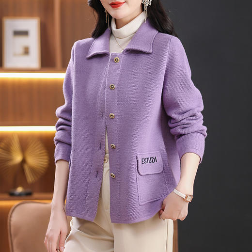 新款翻领毛衣针织开衫二八月外搭CC-5862 商品图2