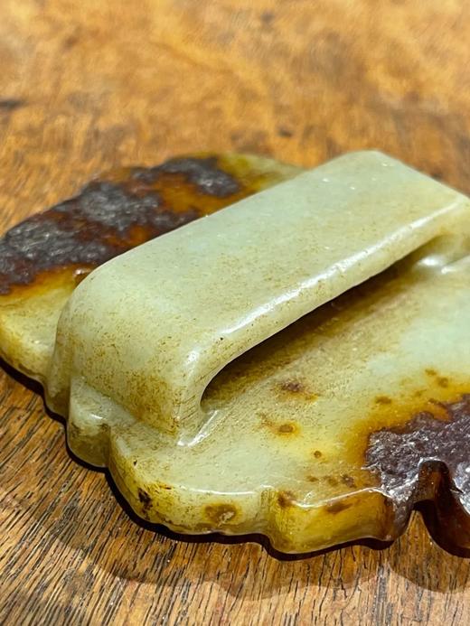 和田褐沁白玉瑞狮腰带扣环，顺丰包邮 商品图4