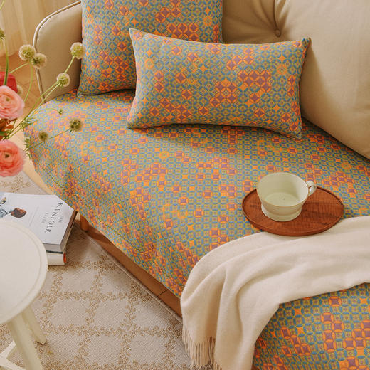 新中式传统纹样系列沙发巾和靠包棉四季通用高端轻奢防滑 商品图3