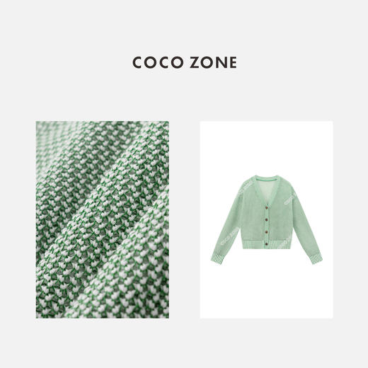 COCO ZONE夏季新款镂空长袖针织衫V领单排扣上衣CC2B0563 商品图2
