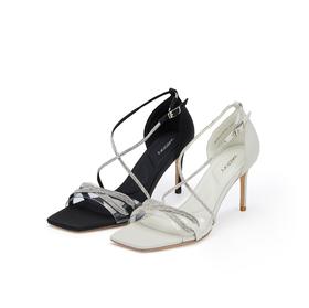 westory夏季新款法式全细闪钻交叉带细高跟中空礼服鞋凉鞋W24BG61901