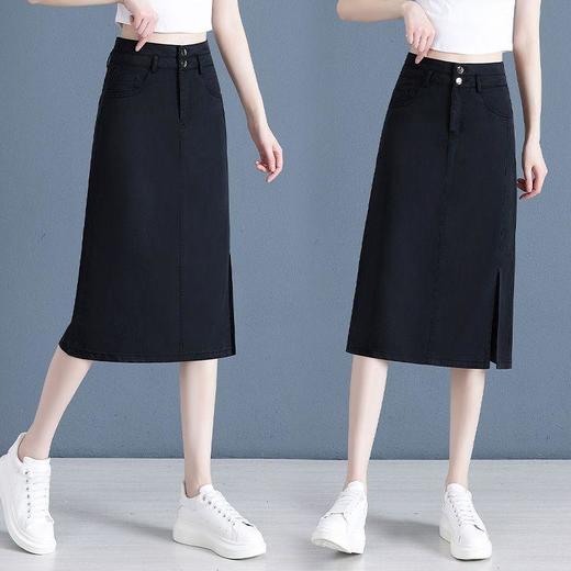 TZF-天丝牛仔半身裙女2024年新款夏季高腰中长款开叉薄款一步包臀裙子 商品图5