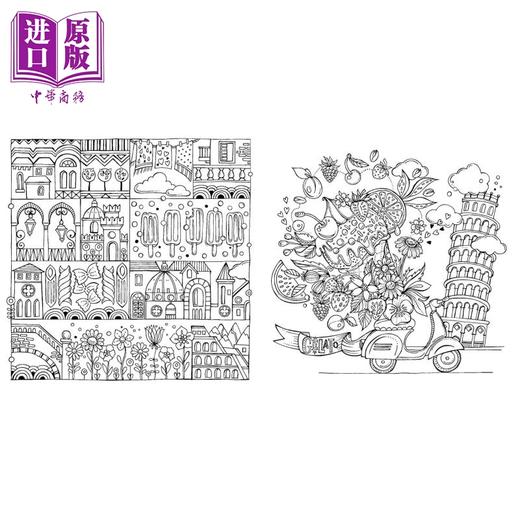 【中商原版】欧洲旅游涂色书旅 日文艺术原版 するヨーロッパ リタ・バーマン グラフィック社 商品图2