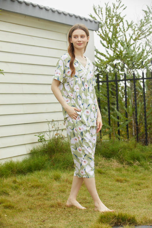 【39元限时秒杀】【秀黛】女植物绵绸短袖套装女士夏季睡衣家居服L2551040T【门店同款】【如遇缺货自动退款，介意勿拍】 商品图2