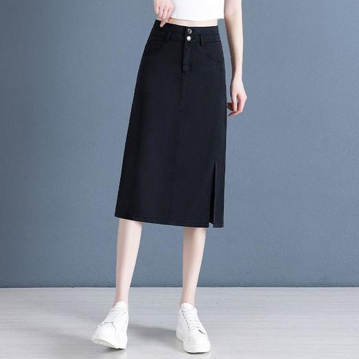 TZF-天丝牛仔半身裙女2024年新款夏季高腰中长款开叉薄款一步包臀裙子 商品图9