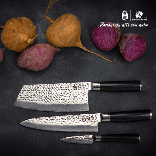 汉道【锤打大马士革水果刀】家用果皮刀厨房刀 商品图3