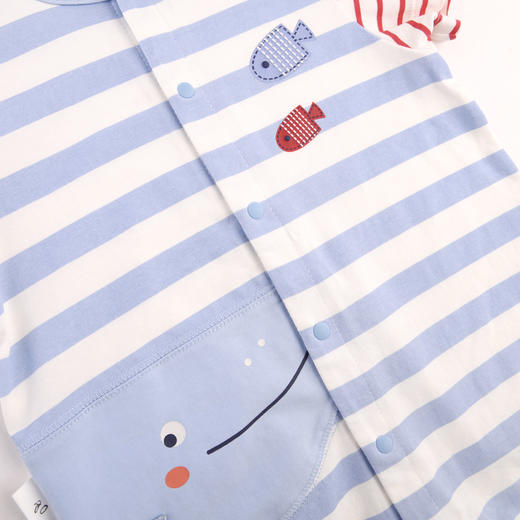 棉果果夏季新品男童纯棉条纹对开连体衣M212722224271 商品图3