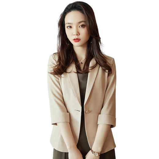 雀说休闲小西装外套七分袖绿色高级感短款西服薄款AL8112 商品图4