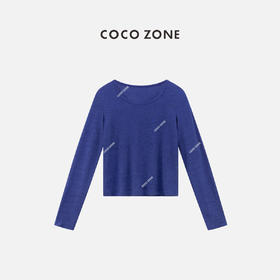 COCO ZONE夏季简约纯色长袖T恤百搭圆领短款上衣CC1B0825