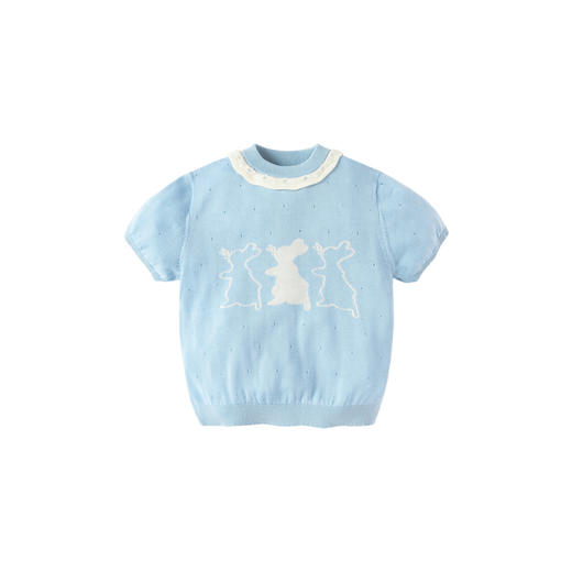 【mini亲子 大人款】迷你巴拉女童夏温柔木耳边针织T恤母女装儿童 商品图4