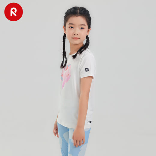 reima男女儿童T恤大童2024春夏新款木糖醇凉感白色圆领短袖 商品图3