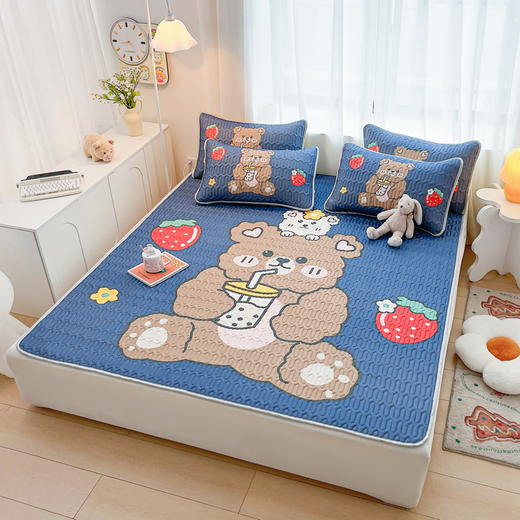 【下架】自然醒A类凉感冰丝乳胶凉席三件套夏季可洗衣机水洗空调软席可折叠DLN 商品图1