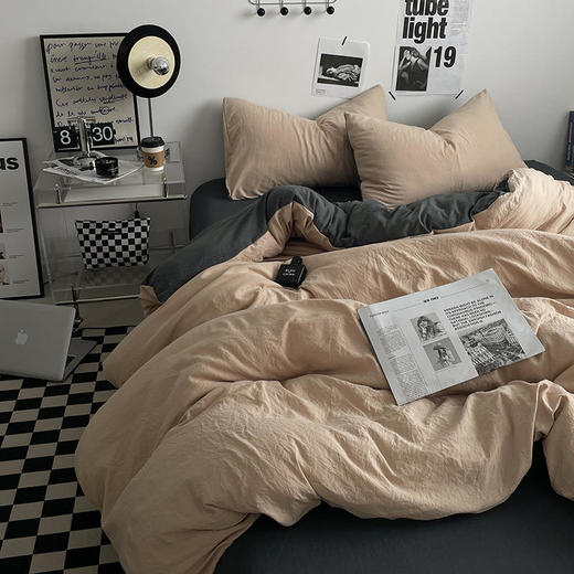 欧伊语日式纯色双拼水洗棉四件套 商品图10