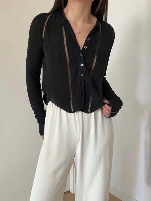 TU｜C04SS24-KW06 醋酸短款针织开衫 [ 黑 / 白 / 灰 ] 商品图1