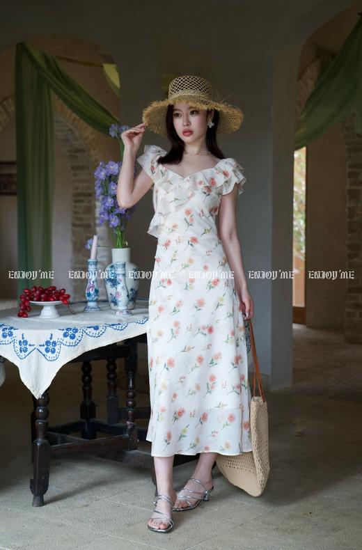 【门店同款】ENJOY夏季南法-细闪荷叶边碎花裙 157302411 商品图0