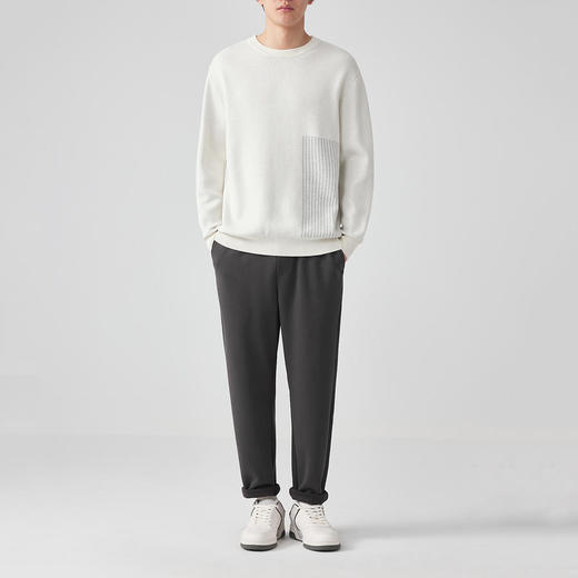 墨麦客男装条纹撞色针织衫男2024春新款圆领自发热男士毛衣20475 商品图3