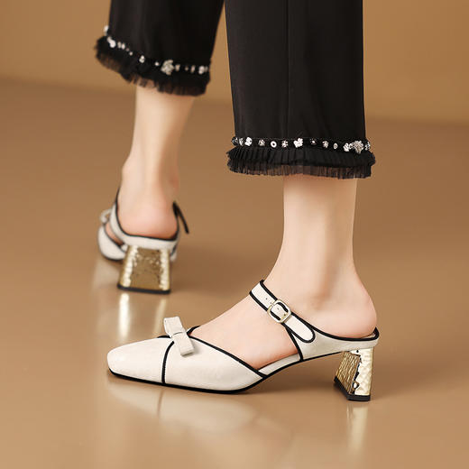 【预售5天】优雅简约，绸面牛皮包头高跟凉鞋HY&H3391 商品图3