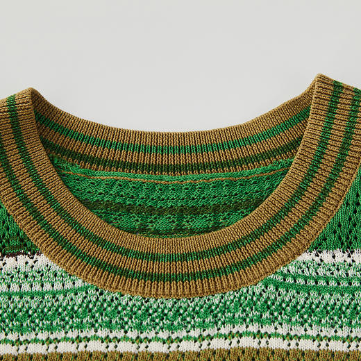 谜底套头针织衫无袖女2024夏款复古文艺风圆领条纹背心242MZ0854 商品图3