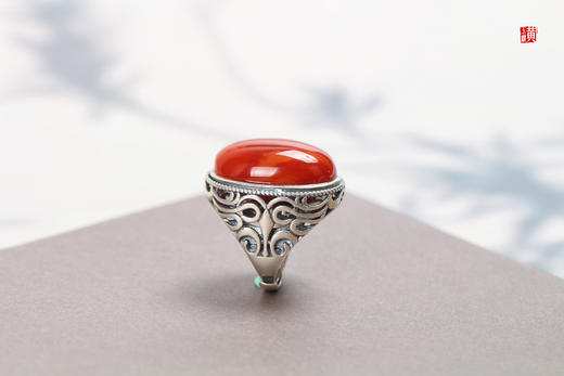 南红戒指【赤焰】，925银镶 商品图2