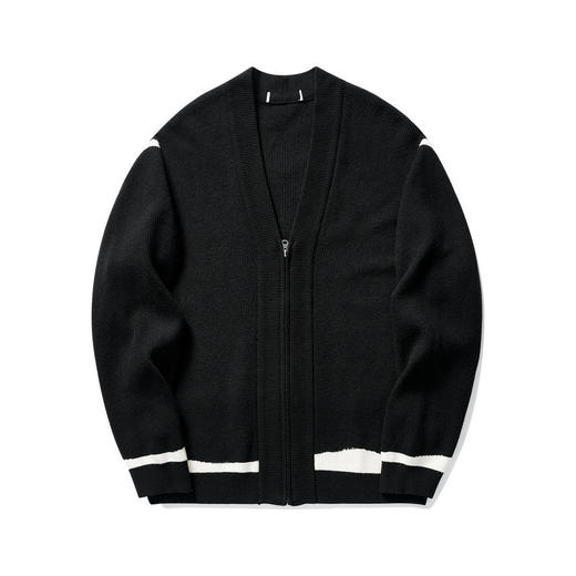 墨麦客时尚v领针织夹克男2024春新款不规则线条撞色男士外套20536 商品图6