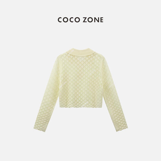 COCO ZONE时尚Polo领长袖针织衫气质菱格百搭上衣CC2B0547 商品图1