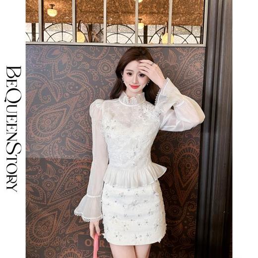 【大货孤品，不退不换】【雨落梨花】时尚百搭千金学院风手工钉珠细闪半裙早春 商品图2