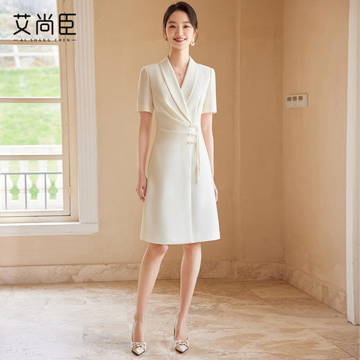 艾尚臣夏季连衣裙2024年新款时尚气质小香风百搭通勤主持人正装裙 商品图4