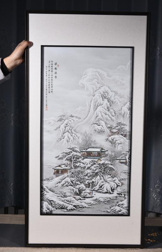 粉彩梁园飞雪瓷板画 商品图0