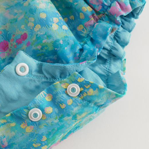 【马克珍妮 芦芙】2024夏装女童莫奈花园棉真丝飞袖连体衣240396 商品图4