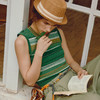 谜底套头针织衫无袖女2024夏款复古文艺风圆领条纹背心242MZ0854 商品缩略图2