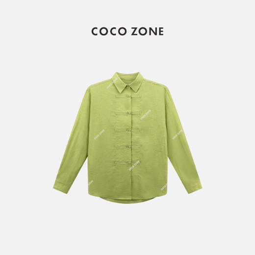 COCO ZONE 通勤风翻领衬衣单排扣纯色衬衫上衣 24C10301 商品图0