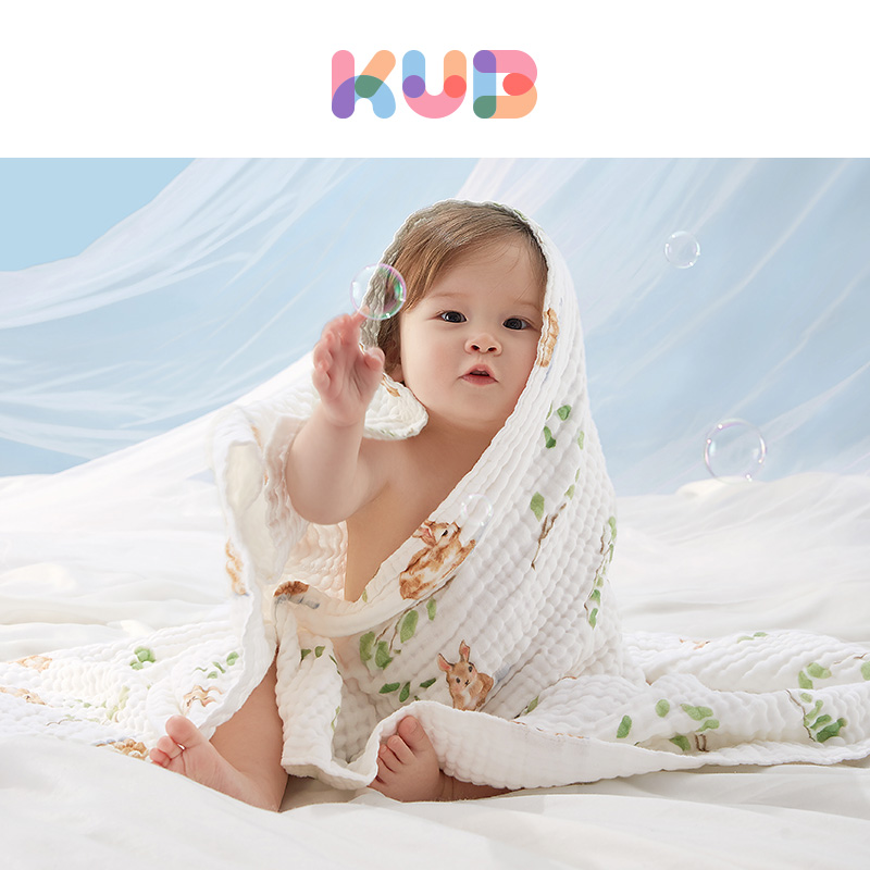 KUB可优比婴儿浴巾儿童纱布浴巾纯棉宝宝新生超柔软吸水洗澡盖毯