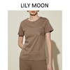Lilymoon 春夏圆领正肩绣花短袖T恤莫代尔桑蚕丝休闲刺绣LM2418---现货 商品缩略图3