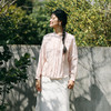 绽放195朵/高端细支亚麻立领塔克收腰显瘦宽松休闲淡粉色衬衫 商品缩略图1