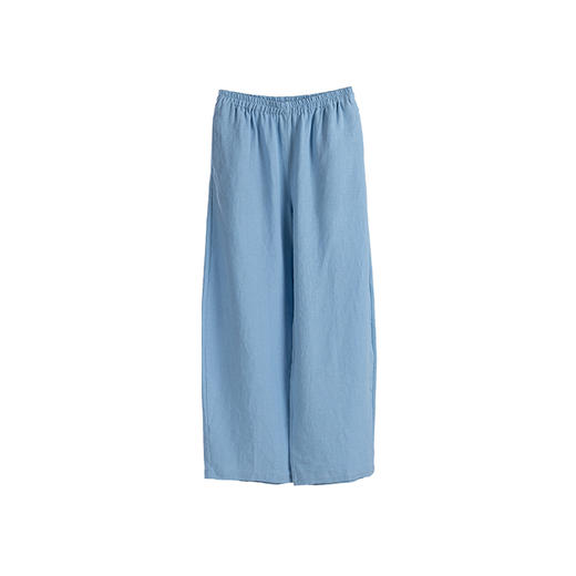 绽放194朵/高端斜纹天丝高支亚麻白色全要松紧宽松弯刀阔腿休闲裤 商品图4