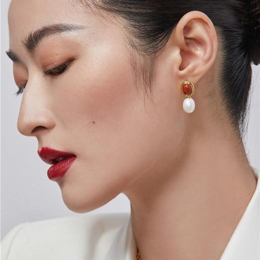 Pearl moments 南红 小团圆 椭圆珍珠耳线耳环（该商品不支持用券） 商品图9