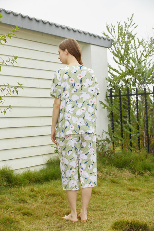 【39元限时秒杀】【秀黛】女植物绵绸短袖套装女士夏季睡衣家居服L2551040T【门店同款】【如遇缺货自动退款，介意勿拍】 商品图7