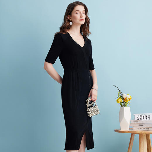 EITIE爱特爱夏季时尚简约通勤纯色修身连衣裙7407150 商品图2