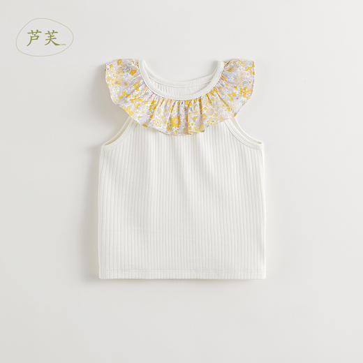【马克珍妮 芦芙】2024年夏装新款女童花边荷叶领罗纹背心240565 商品图2