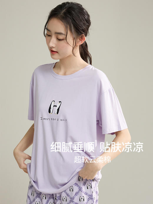 康妮雅女式短袖中裤套头套装 商品图2