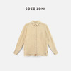 COCO ZONE2024"奶黄麻料"春秋百搭POLO领衬衣纯色单排扣长袖上衣24C10368 商品缩略图0