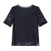 AHM-5127夏季新款时尚优雅复古重工黑色绣花圆领T恤小衫 商品缩略图4