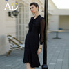 AD2024早春新款连衣裙女气质黑色网纱长袖裙子风情万种包臀鱼尾裙 商品缩略图0