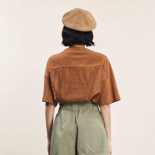 谜底宽松大廓形T恤短袖女2024年夏季新品复古绣花中长款242MT0638 商品图2