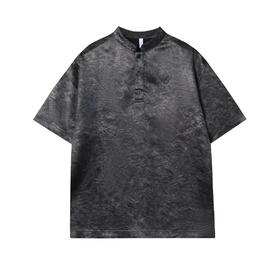 T755夏季新款炒雪花做旧款polo衫时尚百搭潮流男女短袖复古重磅上衣