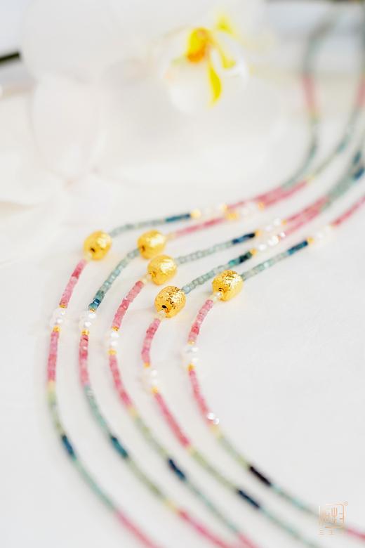 天然彩色碧玺小方糖设计项链 商品图2