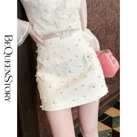 【大货孤品，不退不换】【雨落梨花】时尚百搭千金学院风手工钉珠细闪半裙早春 商品图0